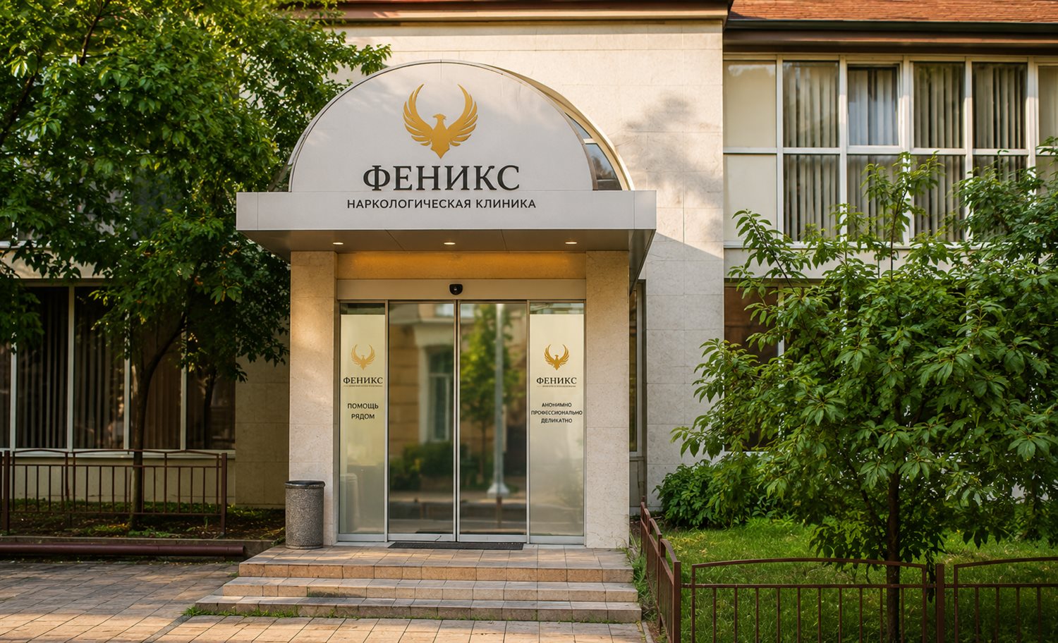 Вход в наркологическую клинику «Феникс» во Всеволожске